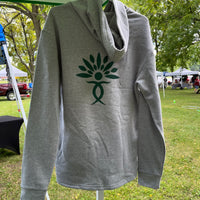 Wellness tree farms gray, hooded sweatshirt