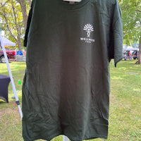 Short sleeved green wellness tree farms t-shirt